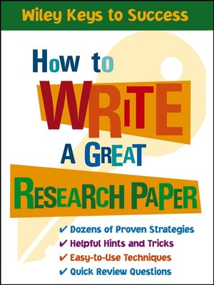 cover image of How to Write a Great Research Paper